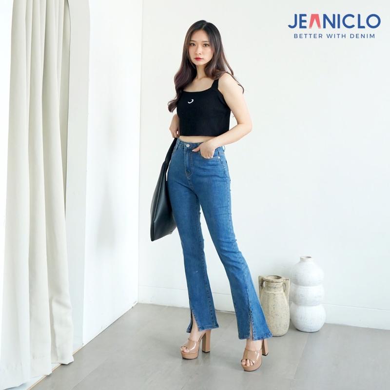 JEANICLO - CUTBRAY JEANS JN015 Cewek | Celana Panjang Cutbray Fit And Flare Mermaid Jeans Belah Tengah Wanita Highwaist Bahan Denim Stretch Premium 2