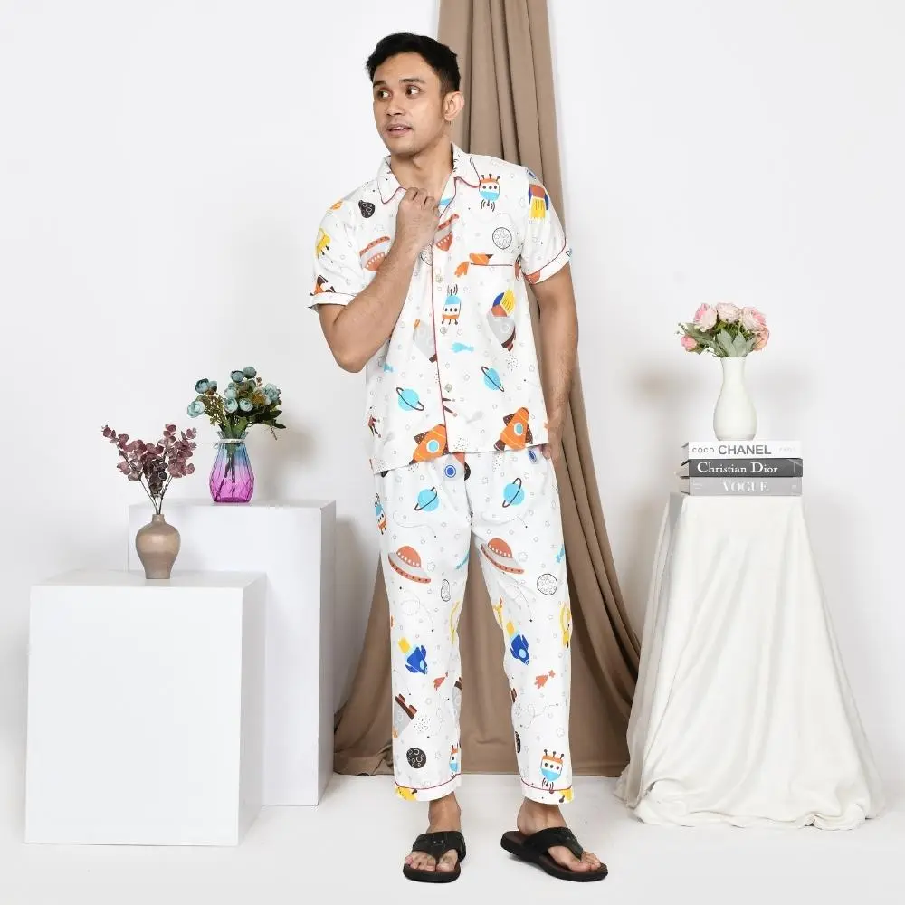 Nyenyak Piyama Pria CP (M, L, XXL ) Bahan Katun Sintetis / Motif Karakter / Setelan Baju Tidur Dewasa Cowok Lengan Pendek Celana Panjang - 3
