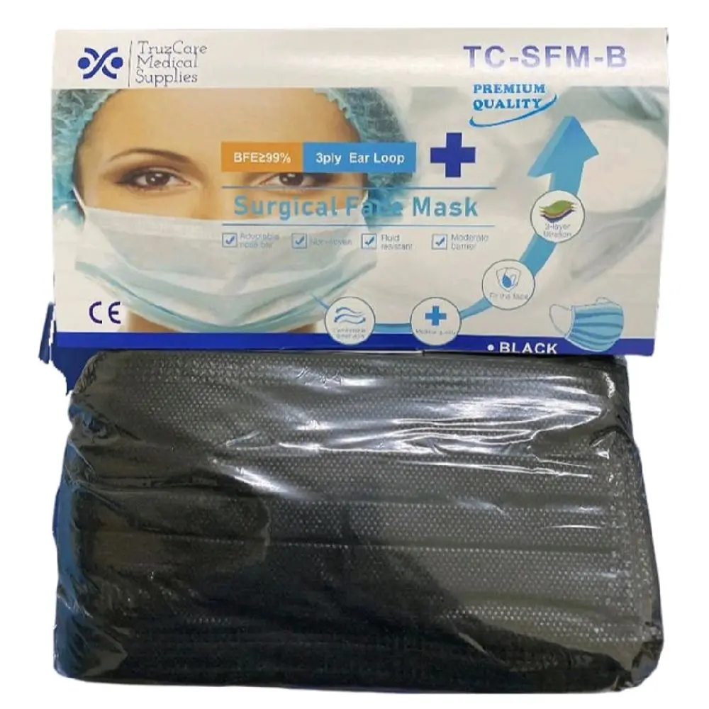 Black Facemask Surgical Disposable,Non-Woven, 50s 3ply Healthcare Protective
