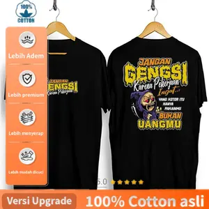 【Kualitas Premium, Cocok untuk Pria dan Wanita】Kaos Pria Lengan Pendek Kaos Distro Kata-kata Kace JANGAN GENGSI Kaos Oblong Murah - Pilihan Warna dan Ukuran Tersedia - Polos - Hitam - Crew neck- Santai