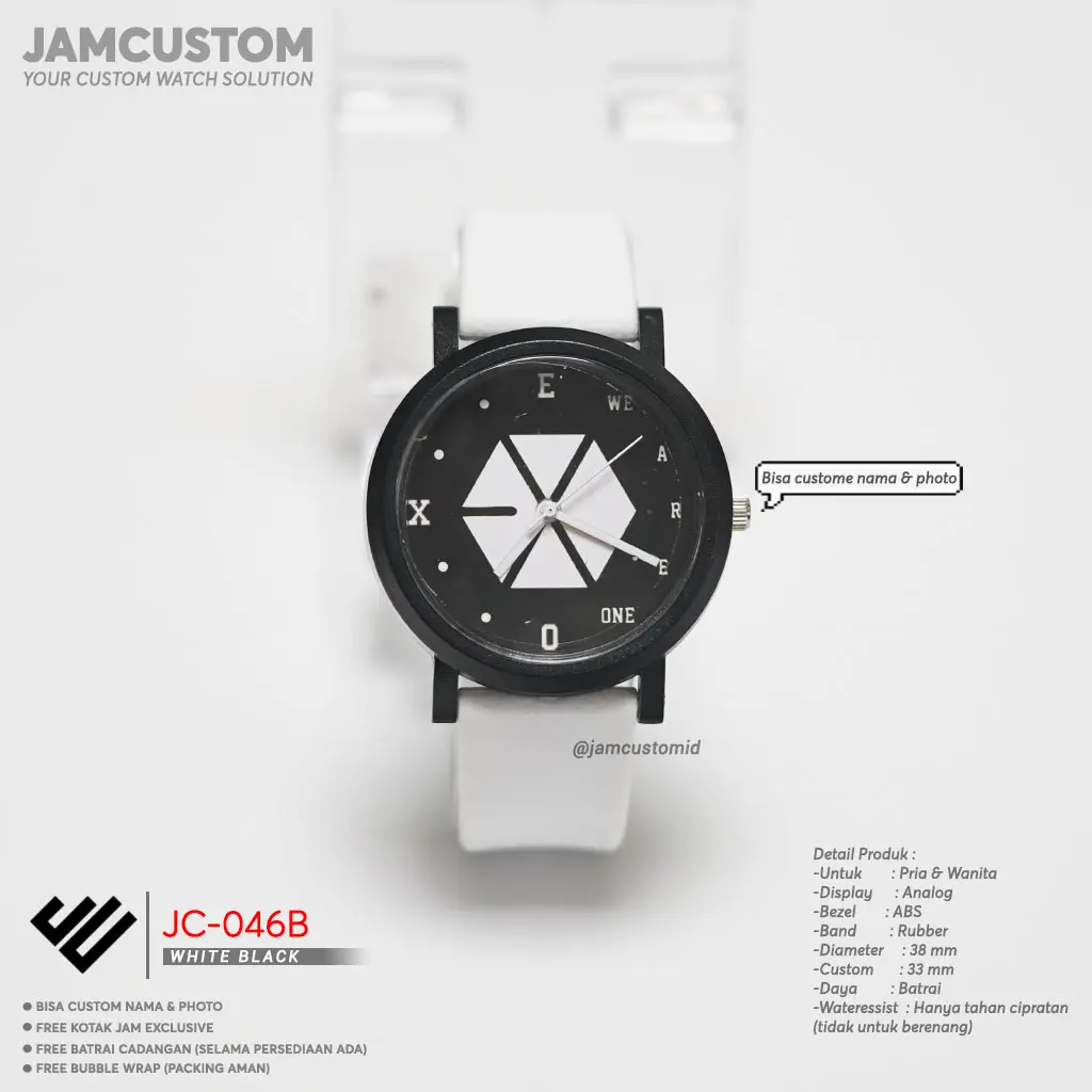 JC-046B \ Jam custom \ Bisa custom sesuai keinginan \ Hadiah \ Ultah \ Pernikahan \ QQ solar peel