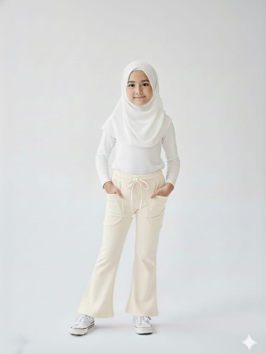 Celana Cutbray Anak Perempuan Pocket Depan Usia 8 Sampai 12 Tahun