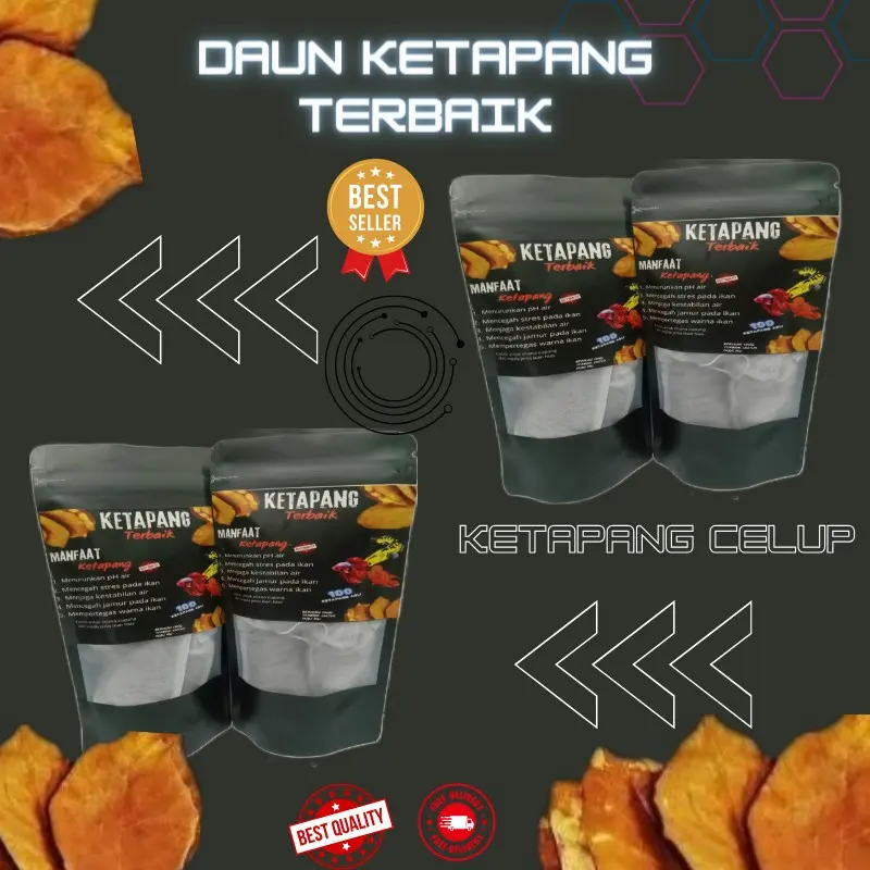 Daun Ketapang celup 1 Poch isi 4 terbuat dari daun Ketapang pilihan vitamin ikan cupang multivitamin