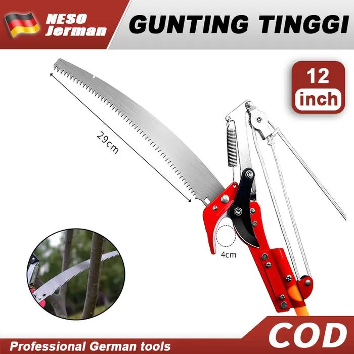 NEW PRODUK NESO ALAT JERMAN GUNTING DAHAN TALI 350MM (COD) GUNTING DAHAN TINGGI GUNTING CABANG TINGGI GERGAJI RANTING POHON TINGGI ADJUSTABLE TELESCOPIC ALAT POTONG DAHAN GERGAJI HIGH BRANCH SCISSORS GERGAJI KAYU