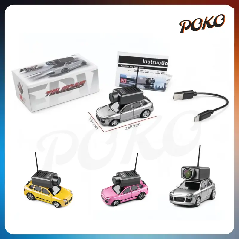 POKO Mobil RC Mini 1/64 FPV - Drift Car Kontrol APP, Kamera HD 720p, Transmisi WiFi Langsung, Gyro Stabilizer, Kecepatan Adjustable, Lampu LED, USB-C Recharge, Mainan Indoor/Outdoor & Balap Meja 0
