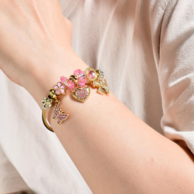 Product Introduction of Purmoon Bracelet Adjustable Girls Women's Bracelet Lucky Charm Bangles, Heart, Key, Butterfly, Tree Of Life, Clover, Animals And Ather Styles, Suitable For Christmas, Party Gifts, Memorial Gifts (Optional Gift Box) 18