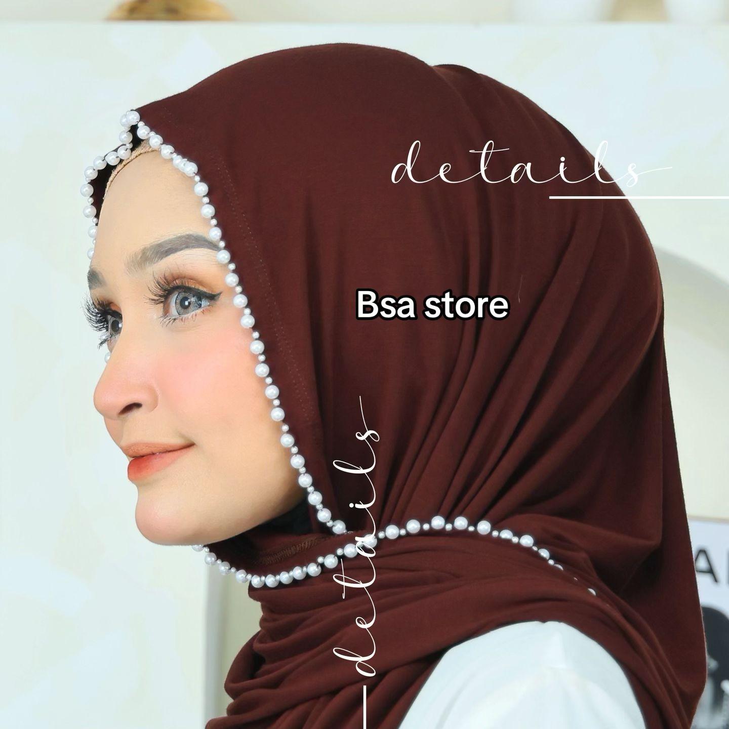 Hijab Pashmina Viscose TANSEL Payet Pinggir Beads Mutiara Kristal Handmade Premium Beaded Pearl Scarf Hijab Shawl