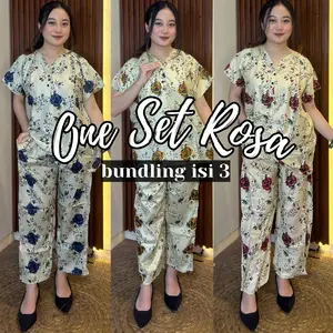 BUNDLING ISI 3 LONG ONE SET ROSA BUSUI FRIENDLY RAYON PREMIUM WANITA