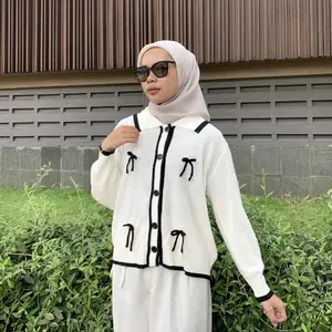 Keiko Sweater Rajut Cardigan Premium - Kardigan Cewek pita Baju Panjang Knitwear