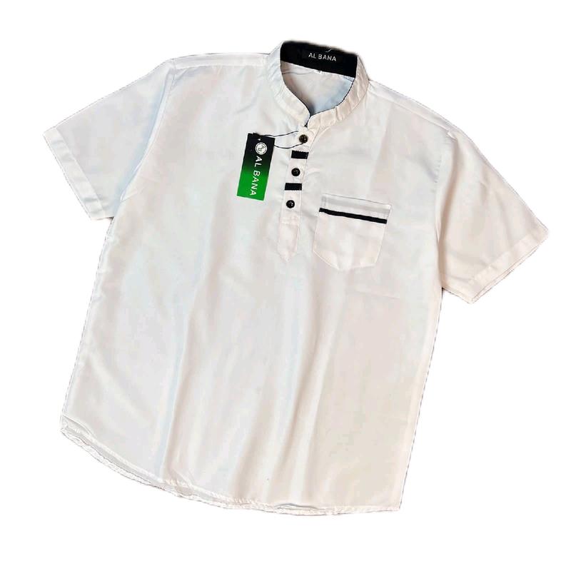 Koko anak laki laki lengan pendek motif dada polos usia 8-15 tahun koko kurta terlaris kekinian Muslim Baju Katun 0