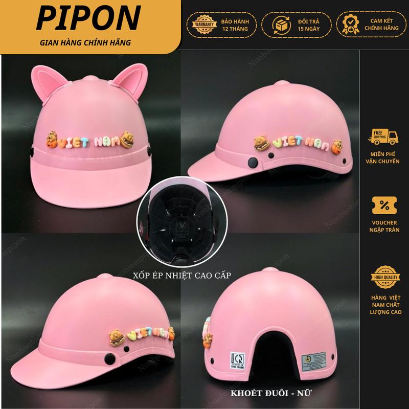   NÓN BẢO HIỂM ĐẠT CHUẨN ĐI XE MÁY  - CÓ TEM KIỂM ĐỊNH - LÒNG NÓN CÓ MÚT XỐP - Nón bảo hiểm lưỡi trai Brabas dành cho nữ có khoét đuôi Mũ bảo hiểm lưỡi trai cao cấp bảo hành 12 tháng 