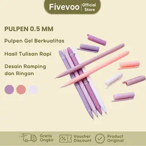 FIVEVOO Pulpen Pena 0.5MM Tabung Jarum Penuh Pena Hitam Cepat Kering Pena Netral/Pena Morandi