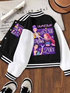 Chamarra de béisbol corta de Anime Hunter Girl, uniforme escolar casual deportivo, tela elástica, ropa de abrigo para niñas para otoño invierno Halloween