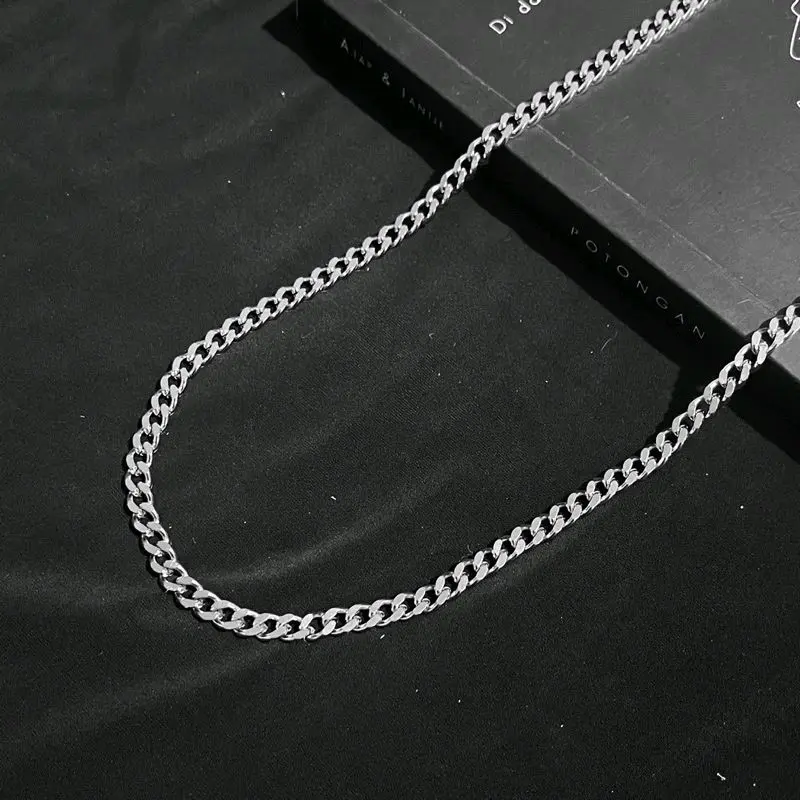 Kalung Rantai Jalin Model Titanium Korean Style untuk Pria dan Wanita - Ukuran 45cm, 50cm, dan 60cm