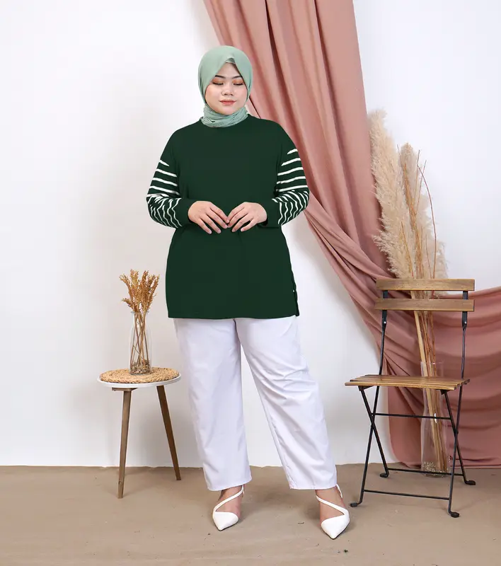 Kaos Wanita Lengan Panjang / Atasan Lengan Lengan Manset / Koas Oversize Wanita / LD 120 PJ 80 Baju Lembut Samping Variasi Basic Polos Hitam Top Tangan manset Muslim Dalaman 5