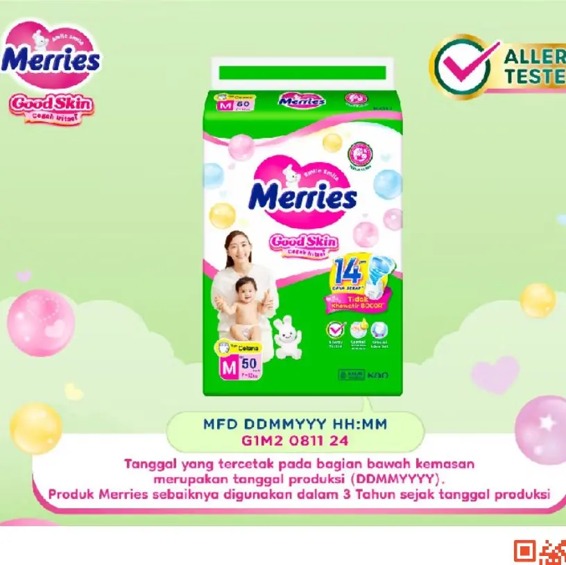 Merries Pants Good Skin Popok Kemasan Jumbo M50 Kering