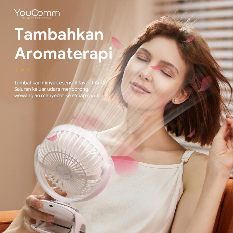 Youcomm 15000 mAh Kipas Angin USB Clip Mini Fan Rotating Kipas Angin Meja Mini Jepit Portable LED Display Portable Fan Aromaterapi Kipas Angin N33 4
