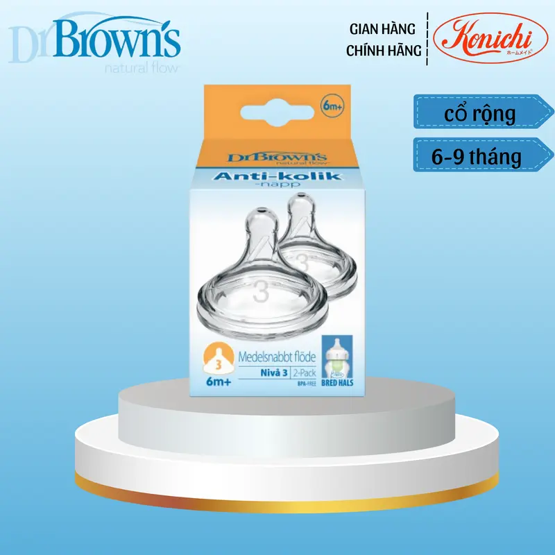 [3201] Bình sữa Dr.Brown's - núm ti cổ rộng size số 3 cho bé 6-9 tháng tuổi đầu  núm có màu trắng đầu  núm binh  chongsac ti giả hỗ trợ mẹ ti  giả baby three núm  ti hơi đau núm  ti núm trợ ti  nhà con ưu đầu  ti gắn vô bầu vú 0