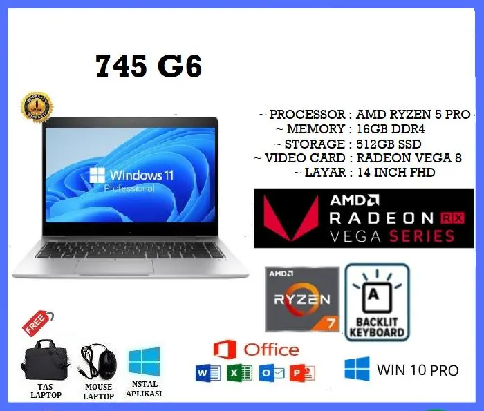 Laptop Seri 745 G6 Ryzen Pro 16GB 512GB Radeon Vega Shop