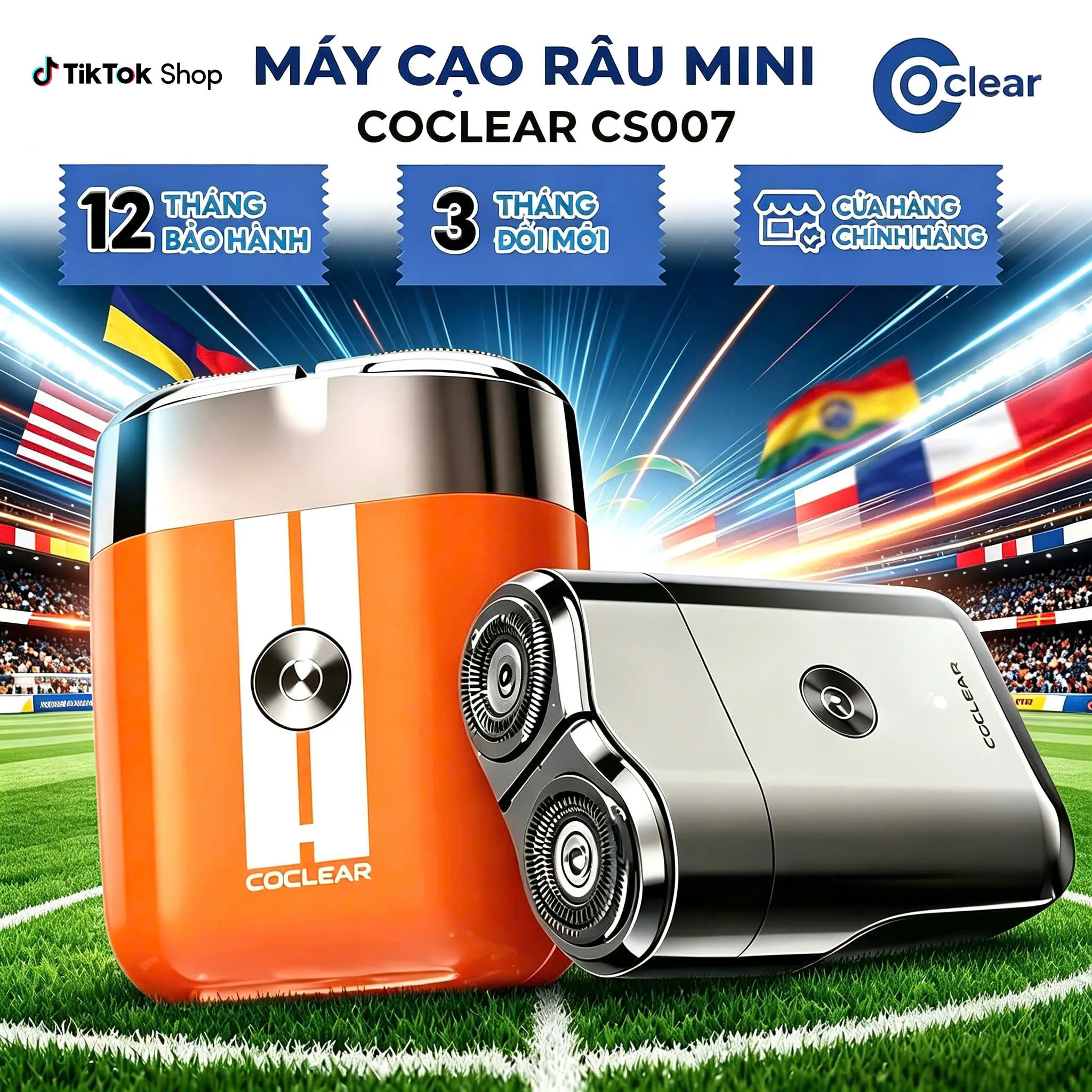 Máy cạo râu mini coclear CS007 toàn thân có thể rửa nước, sạc nhanhType-C 1.5 giờ, khóa du lịch thông minh. Bảo hành một năm