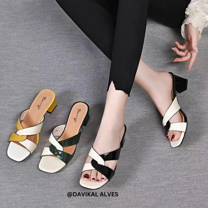 Sandal heels wanita terbaru korea fashion 5 cm kekinian Hak Setengah (3-5 cm) 0