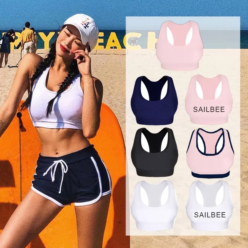 SAILBEE Swimming Underwear Women's No Steel Ring Small Chest Gathered Quick Drying Vest Hot Spring Bikini Swimsuit X001