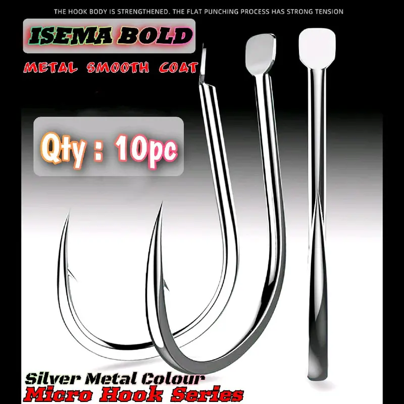 10pc Isema Bold Ultra Light Jigging Hook Metal Coat Series Daichi Kawe Super 0