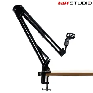 TaffSTUDIO Arm Stand Mikrofon Scissor Lazypod Aluminium Tanpa Spring - Stand Microphone Lengan Fleksibel 180° & Alas Putar 360° Material Besi Berkualitas untuk Streaming & Podcast