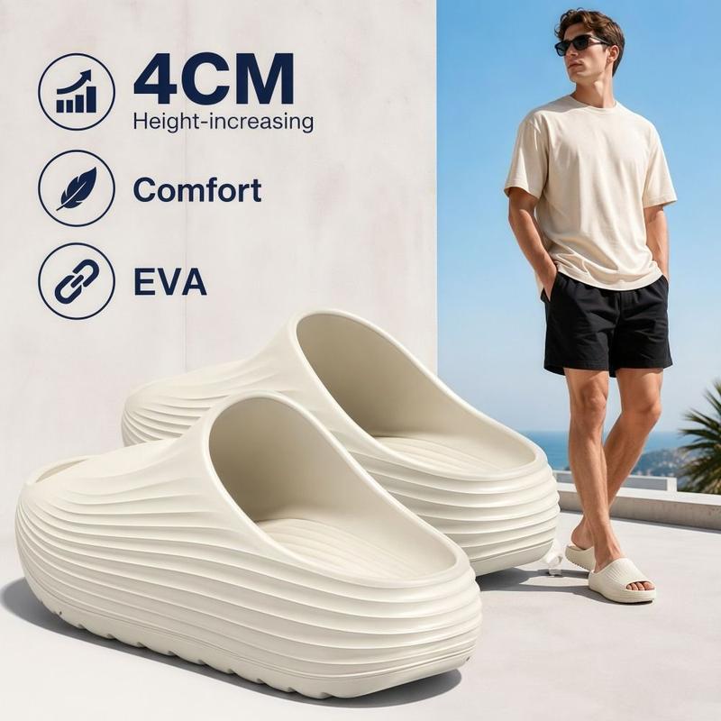 Guyi Shoes Mới Tăng chiều cao Dép gót dày Đế 4CM Chống trơn trượt Dép nam EVA Cảm giác bước đi Dép đi trong nhà mát mẻ Trong nhà Ngoài trời