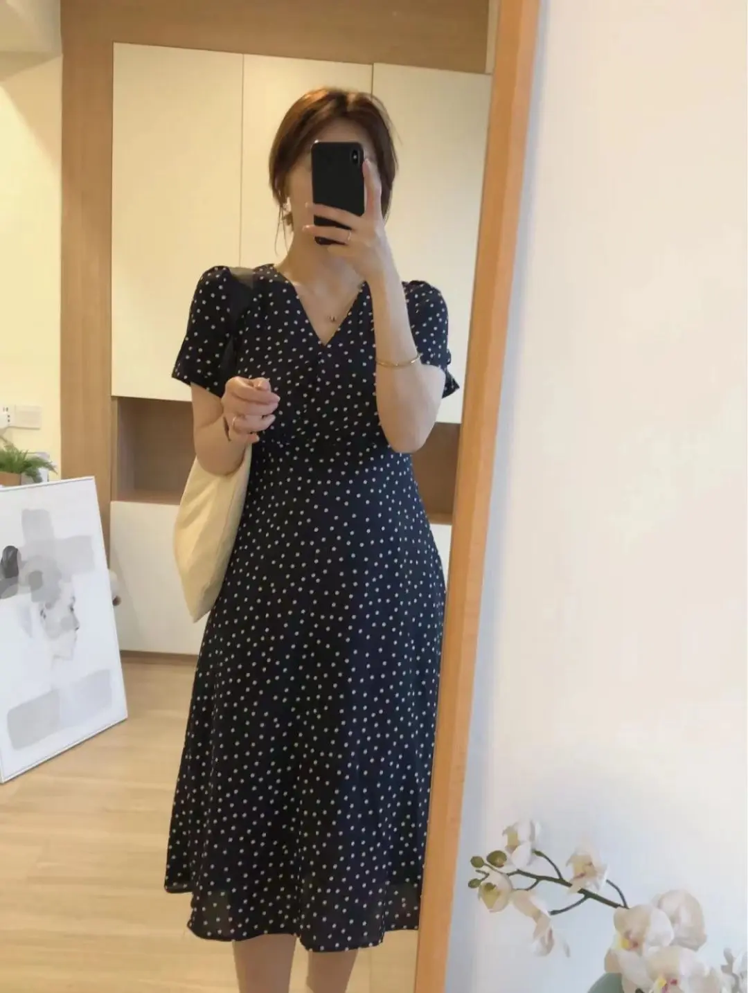 HEIZE POLKA DOTTED V-NECK FIT FLARE WRAPPED KOREAN STYLE DRESS nagita slavina fairy vintage