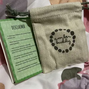 Amber Buddy | XR53M-PF Kalung Bayi Baltic Amber Kombinasi Pink Frost Agate 32cm.