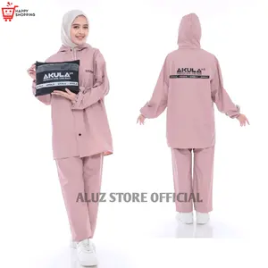 Jas Hujan AKULA Original Setelan Pria Wanita Dewasa Bahan PVC Tebal Anti Rembes