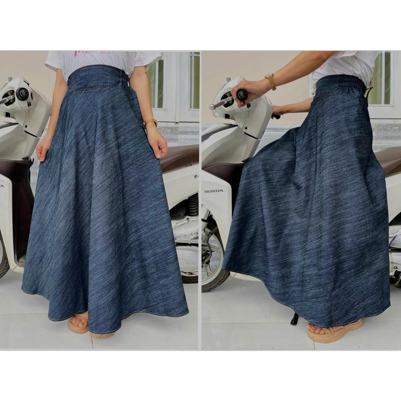 Váy Chống Nắng Nữ - Váy Jean Chống Nắng FeeSize Dáng Xoè (Dán+Nút Bấm) Vải Dày Đẹp - Nội Y Ngọc Chinh