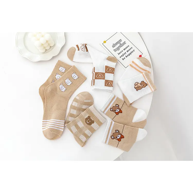 KS42 Kaos Kaki Pria Wanita Motif Bear Bear Kaos Kaki Panjang Beruang Fashion Korea 2