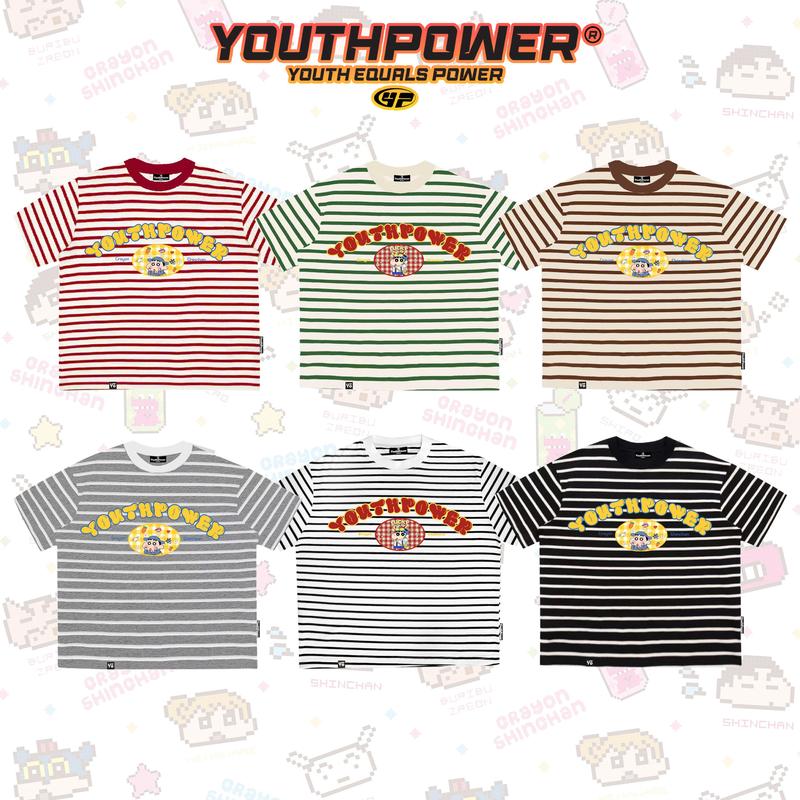 YOUTHPOWER Áo Thun Boxy SỌC CRAYON SHINCHAN Form Rộng Nam Nữ Oversize Unisex Cotton 2 Chiều 250gsm Cổ Tròn Local Brand Việt Nam với Thiết Kế Độc Đáo và Hình Ảnh Đẹp Crayon Shinchan