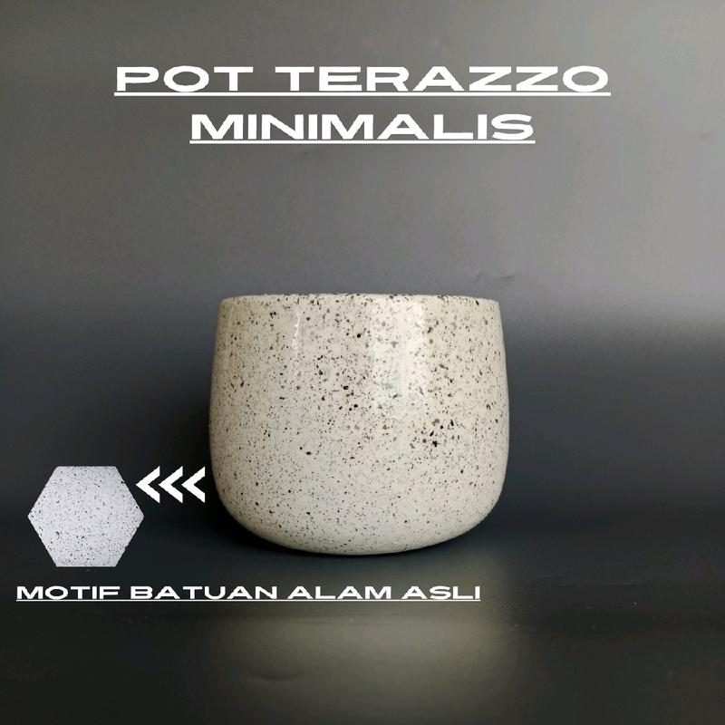 Pot kaktus sukulen oval putih batu alam 0