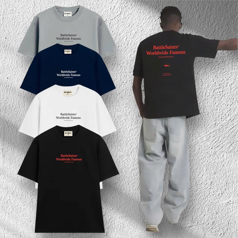 [DEAL MỞ BÁN] Áo Thun Nam Nữ "BATTLESAINTS WORLDWIDE FAMOUS" basic form rộng oversize, cotton 2C 250gsm, in nổi 3D cao cấp, cổ tròn