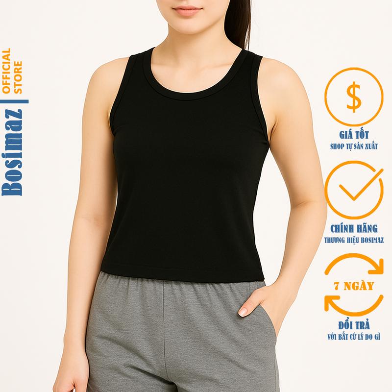 Áo Thun Thể Thao Ba Lỗ Nữ Bosimaz TS331 cổ tròn phom vừa, thun co giãn 4 chiều, vải đẹp dày.