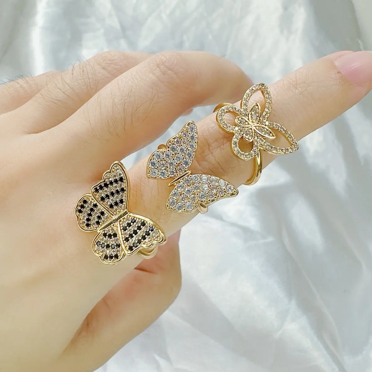 Beli 2 bonus 1 cincin/anting. C07 (07) cincin permata kupu perhiasan wanita xuping