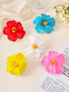 Conjunto de 5 piezas: pinzas flor hibisco, para mujeres y niñas; pinzas grandes con flores tropicales; accesorios bohemios, ideales para playa en verano, fiestas hawaianas, recuerdos y Día de San Valentín.