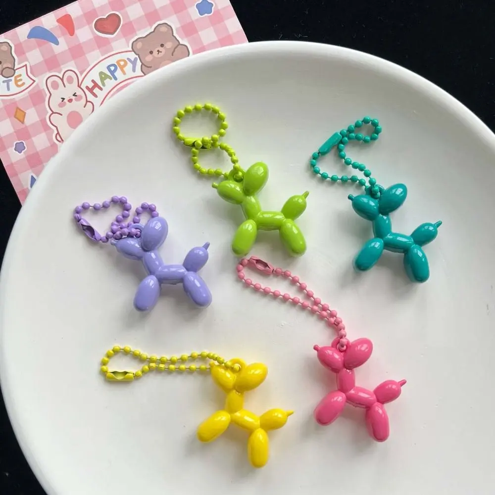 Sweet Cream Colors Balloon Puppy Keychain Dog Cartoon Puppy Pendant Key Ring Korean Style Girls