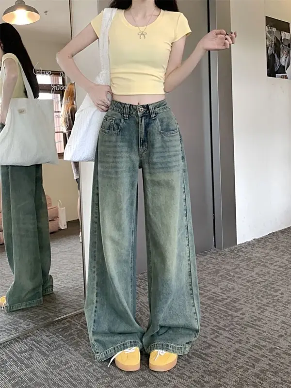 [JomelinJeans]-[JNS-207] Celana Jeans Panjang Wanita Retro Highwaist Denim | Biru Loose Korean Style  Nyaman Santai 2