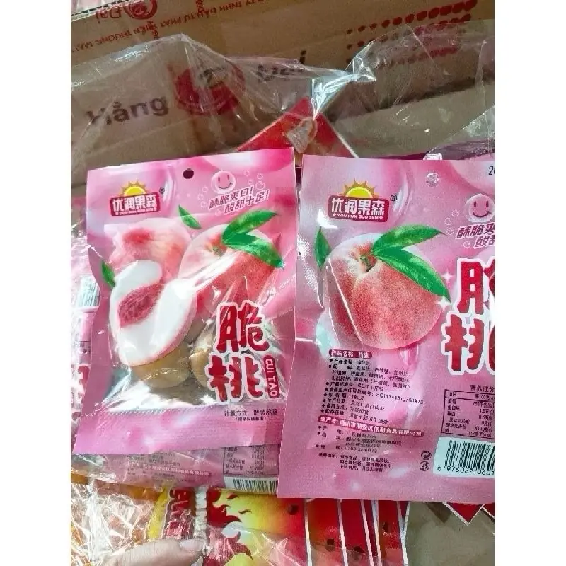 Bịch 30 gói đào ngâm giòn loại nhỏ, ô mai đào ngâm giòn ăn vặt