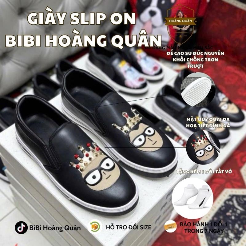 [TẶNG KÈM TẤT] Giày Slipon Mặt Quỷ The King quai da đính đá HOT Shoes