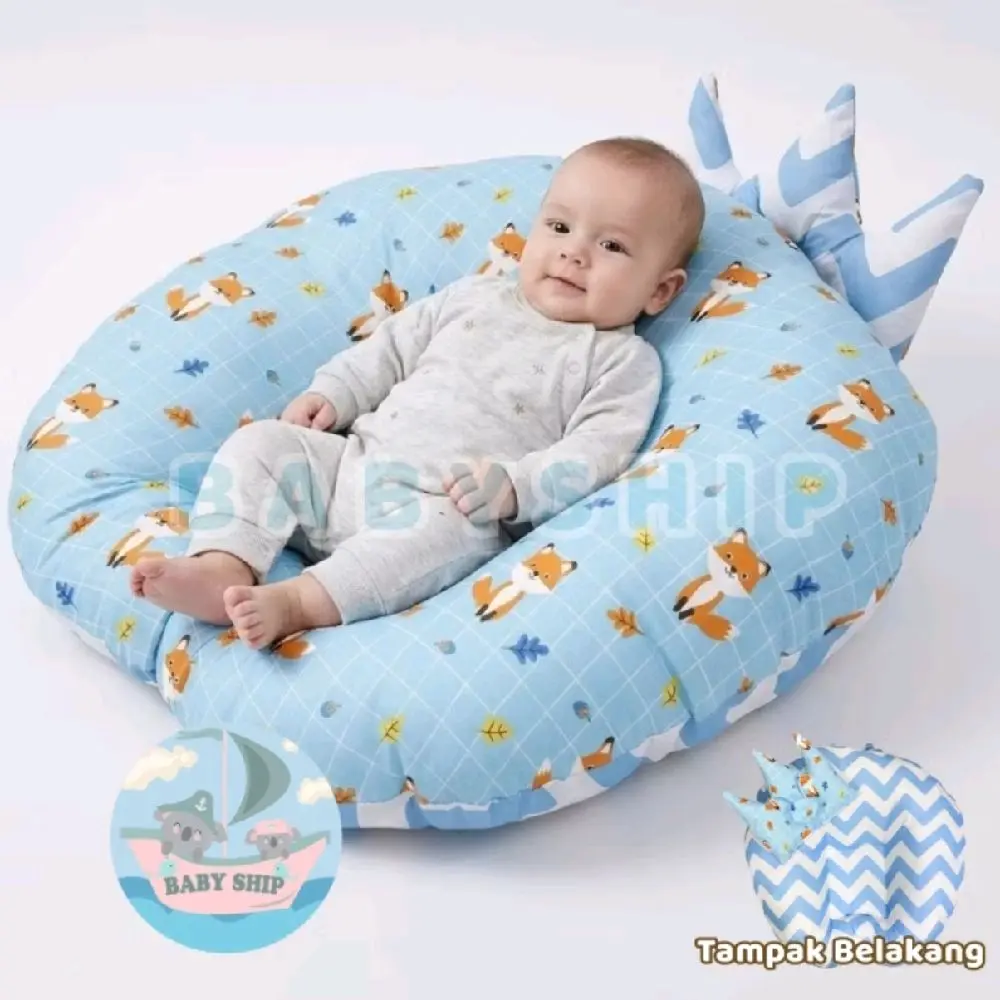 Baby Ship Sofa Bayi 2 in 1 New Born Multifungsi Bany Lounger dengan Bantal Gratis Desain Lucu Fox