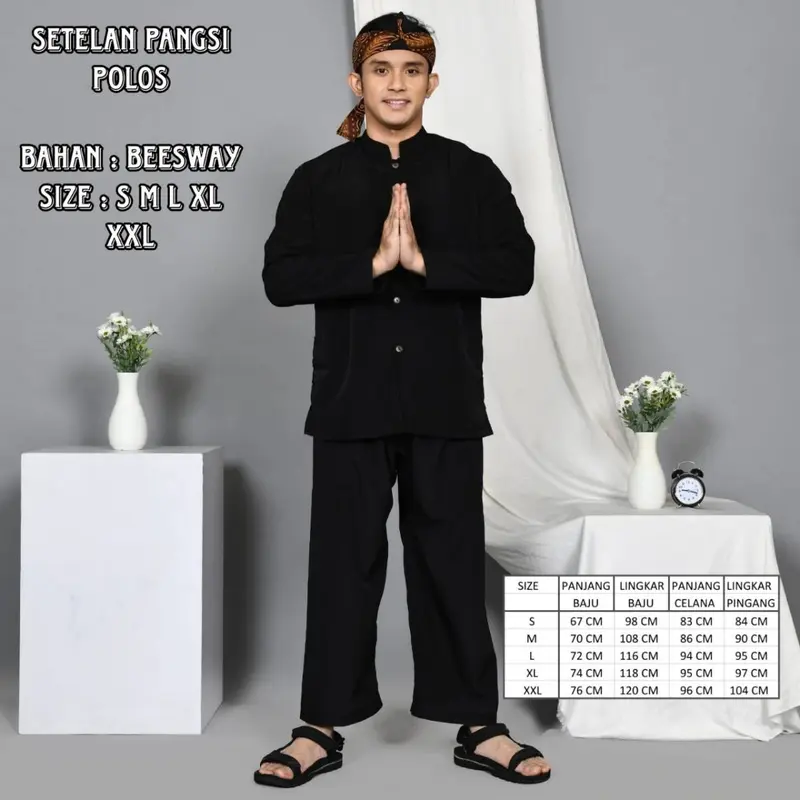 SETELAN PANGSI POLOS BAJU PANGSI SUNDA BAJU SETELAN GRATIS IKAT KEPALA Celana Dewasa Katun Panjang Pria 0