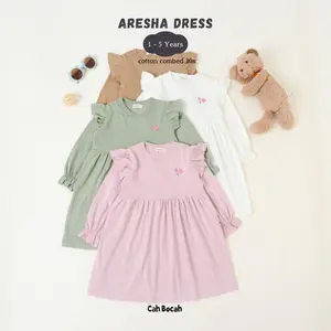 Cah Bocah Aresha Dress Anak Perempuan Lengan Panjang Bordir Bunga