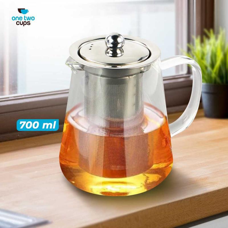 Teko kaca tahan panas api kompor dengan infuser saringan filter teh 9