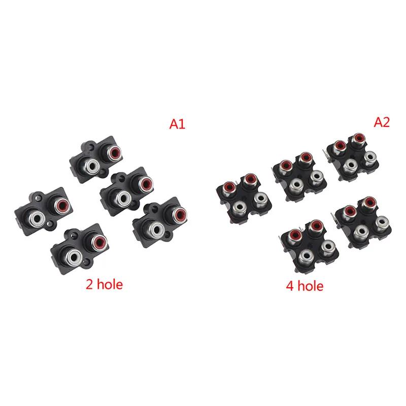 5pcs 2/4 lỗ rca nữ stereo jack âm thanh av ổ cắm đầu vào âm thanh đầu nối