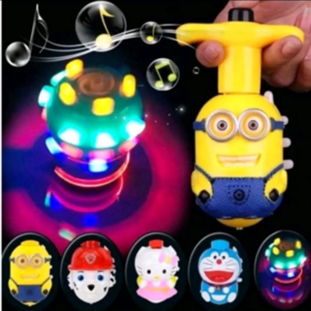 mainan murah gangsing led musik karakter